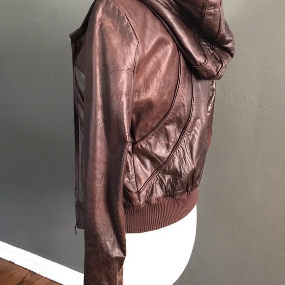 Muubaa Designer Soft Leather Zipper Jacket w Hood - Picture 2 of 8